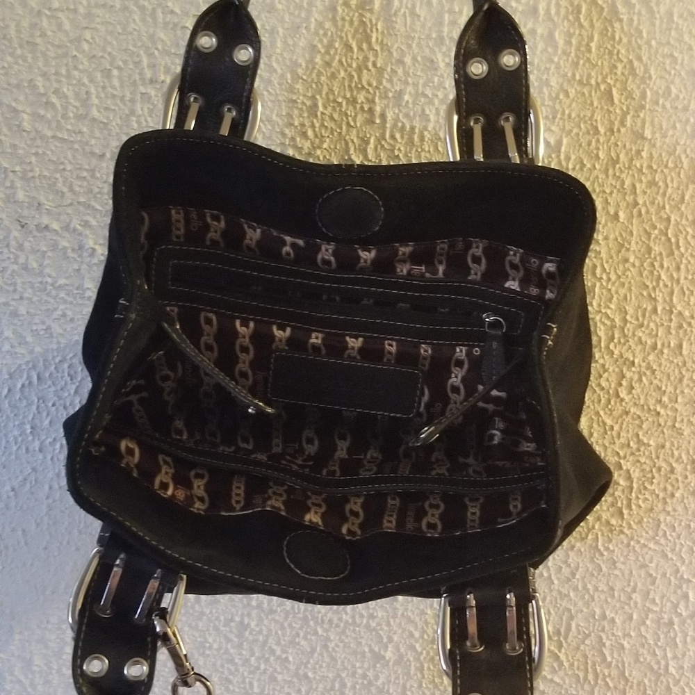 Sale on black Suede Tignanello purse handbag